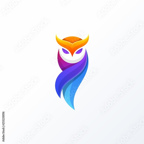 Owl Full Color Design concept Illustration Vector Template