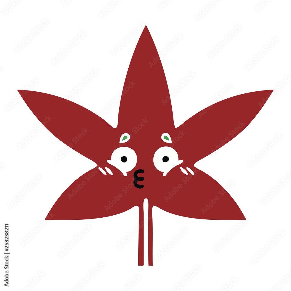 flat color retro cartoon autumnal leaf flat color retro cartoon autumnal leaf