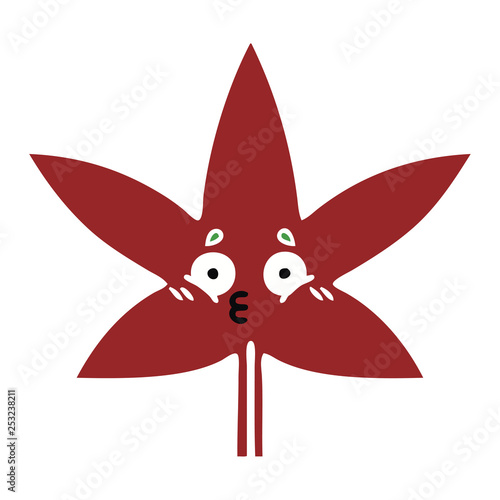 flat color retro cartoon autumnal leaf
