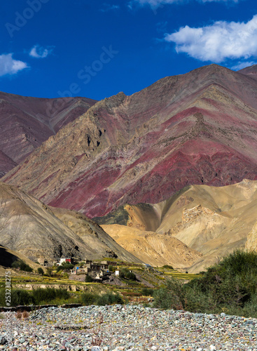 The colourful mountain ranges of Markha valley in Ladakh