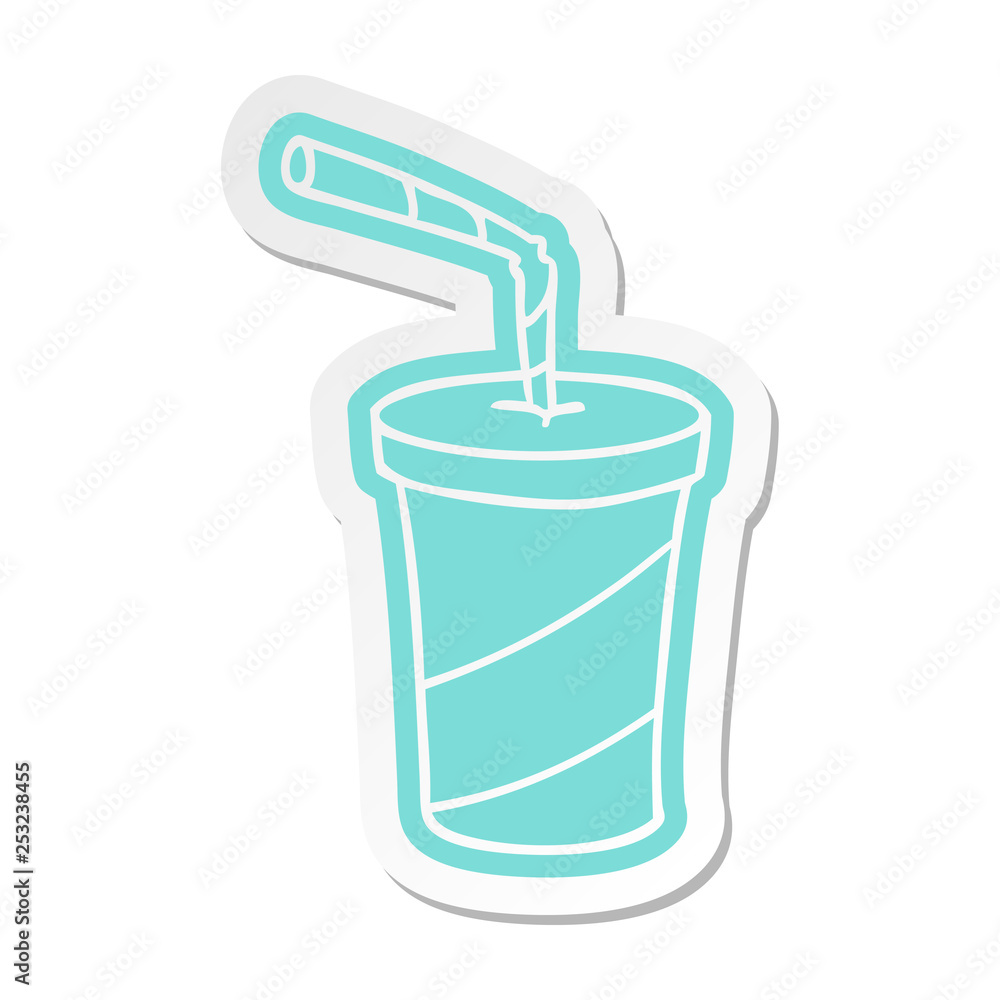 cartoon sticker of fastfood drink cartoon sticker of fastfood drink