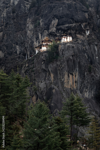 The famous Tiger's Nest monastery of Paro Taktsang at sunset in Bhutan