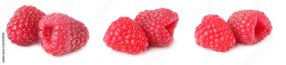 ripe raspberries isolated on white background macro ripe raspberries isolated on white background macro
