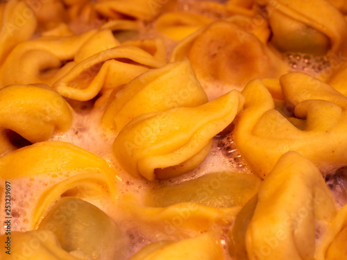 Self cooked Tortellini with close-up view and high resolution