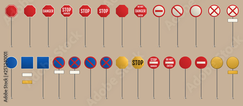 Traffic signs. Blank warning, danger