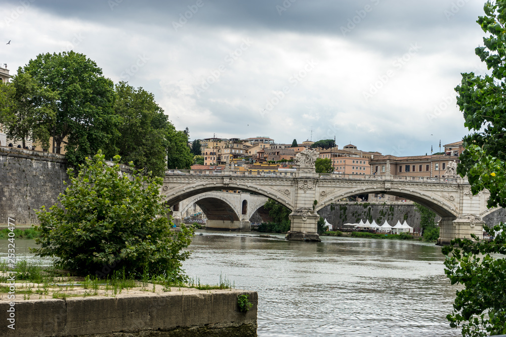 Italy, Rome, a bridge over  tiber river