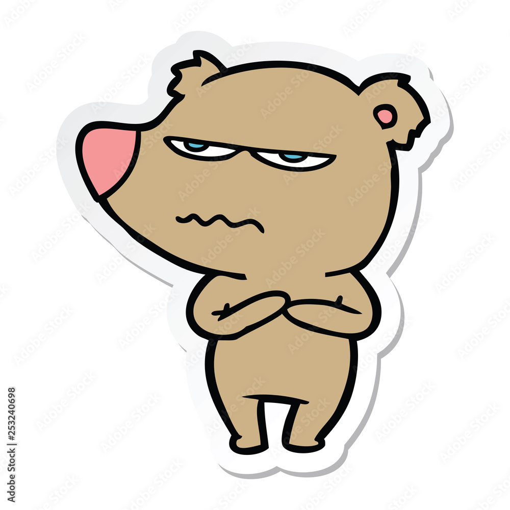 sticker of a angry bear cartoon sticker of a angry bear cartoon