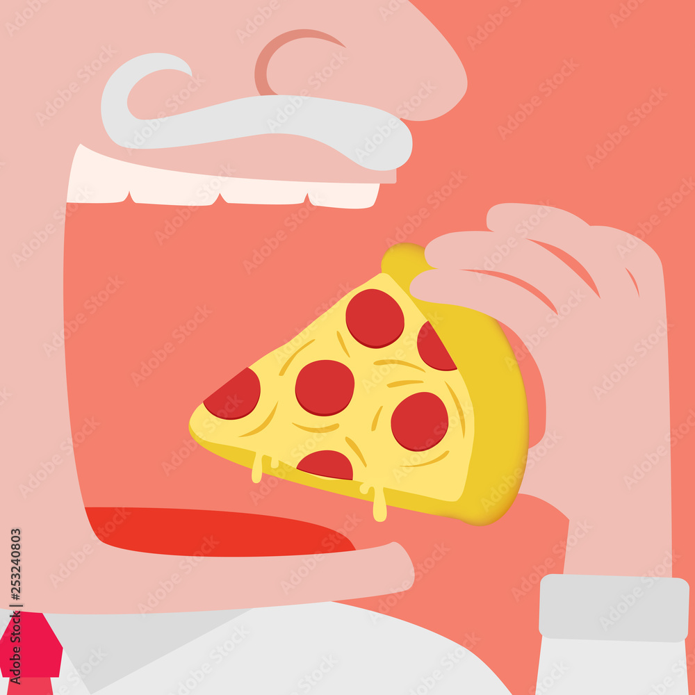 Obraz premium Close up of a Man eating a Pizza