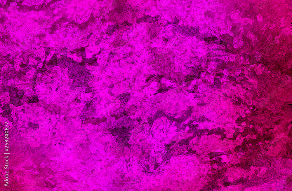 Grunge magenta paper textured aquarelle canvas for modern creative design. Abstract neon glow lights watercolor background. Cosmic pink hand drawn multicolor texture water color paint illustration