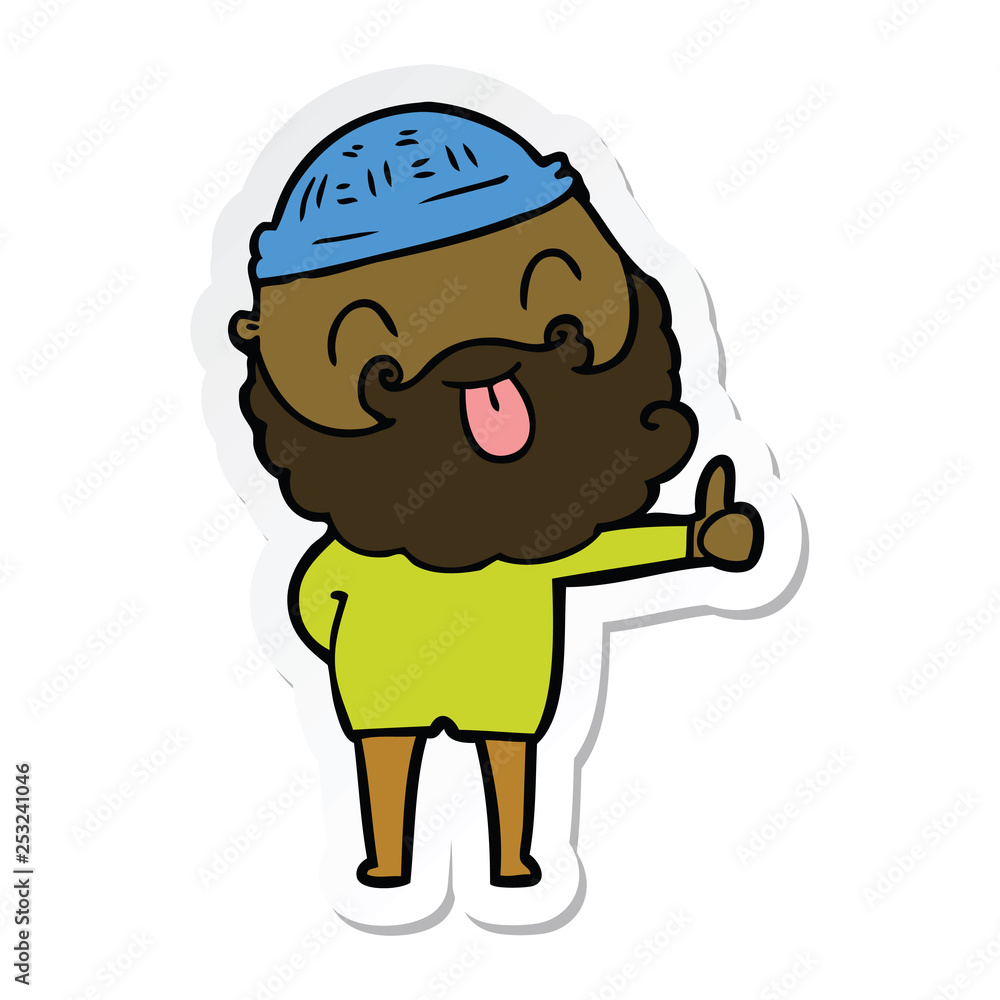 sticker of a man with beard sticking out tongue sticker of a man with beard sticking out tongue