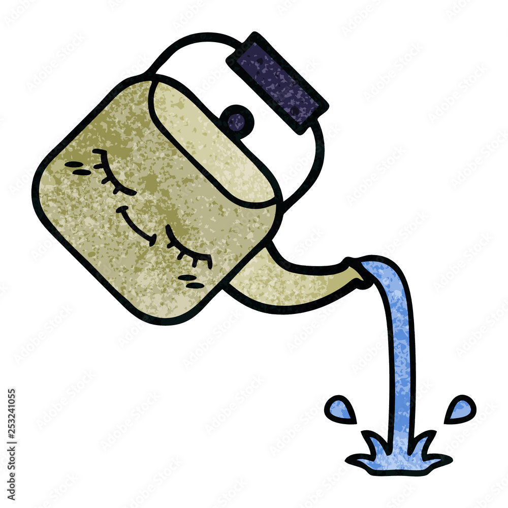 retro grunge texture cartoon pouring kettle retro grunge texture cartoon pouring kettle