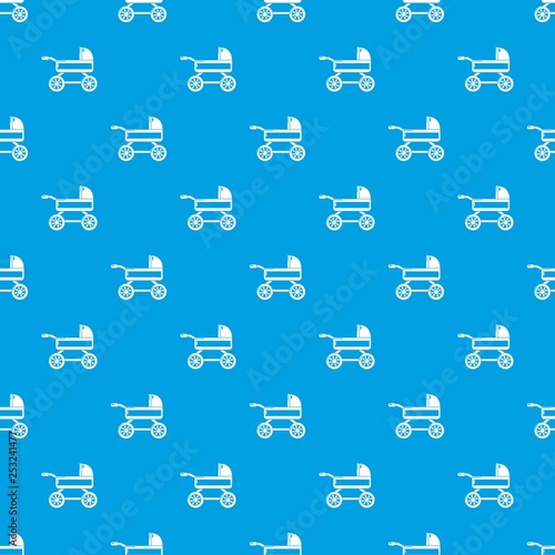 Baby carriage pattern vector seamless blue repeat for any use