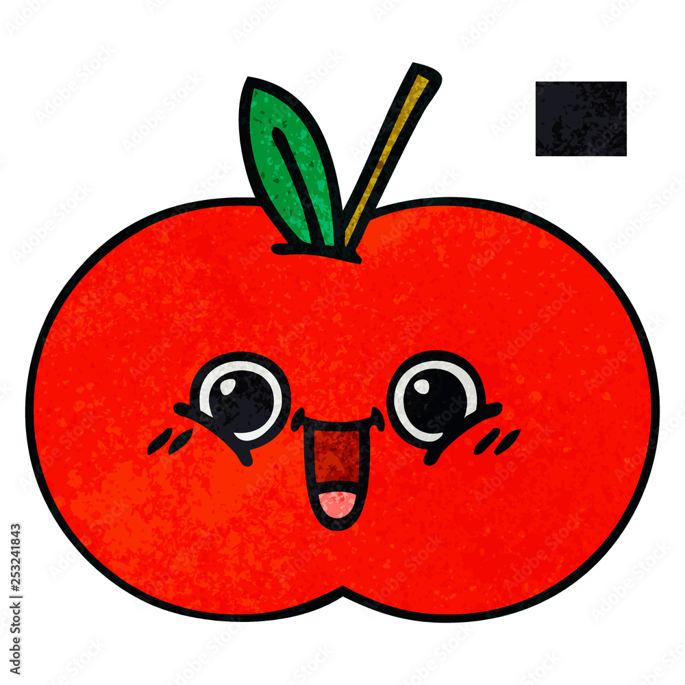 retro grunge texture cartoon red apple retro grunge texture cartoon red apple