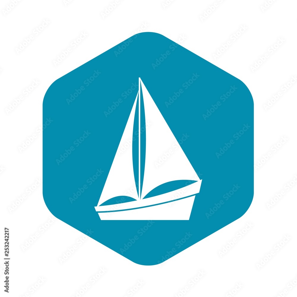 Small yacht icon in simple style isolated on white background. Sea transport symbol