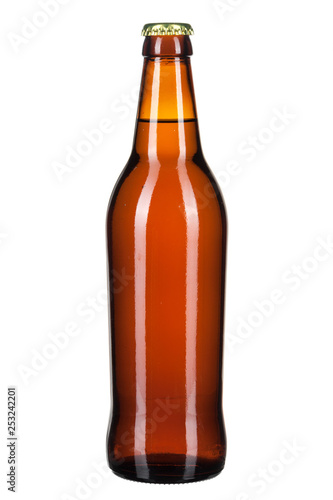 bottle with beer on white background