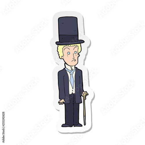 sticker of a cartoon man wearing top hat