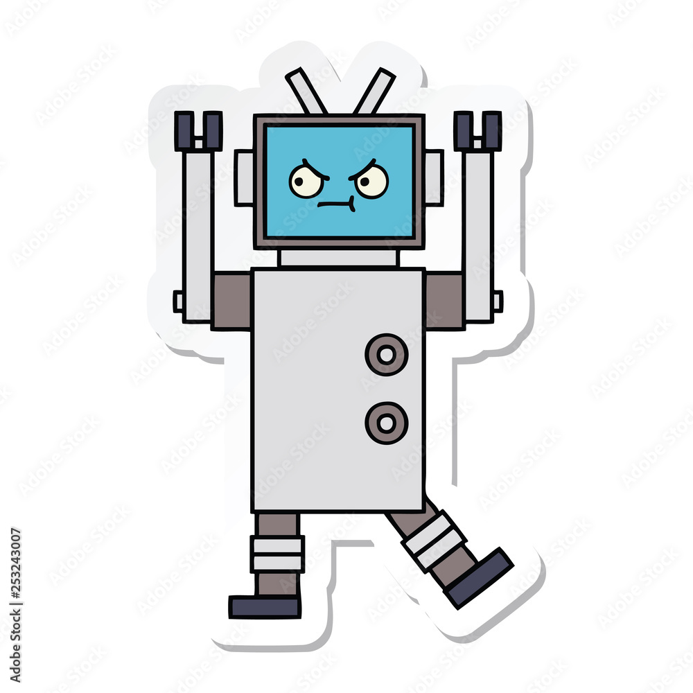sticker of a cute cartoon robot sticker of a cute cartoon robot