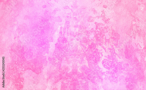Grunge paint light pink watercolour background on white paper texture. Abstract soft magenta shades aquarelle illustration. Watercolor canvas for creative design, vintage cards, retro templates.