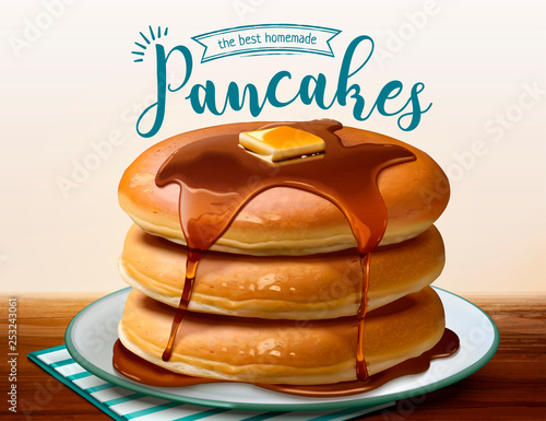 Souffle pancake with dripping honey
