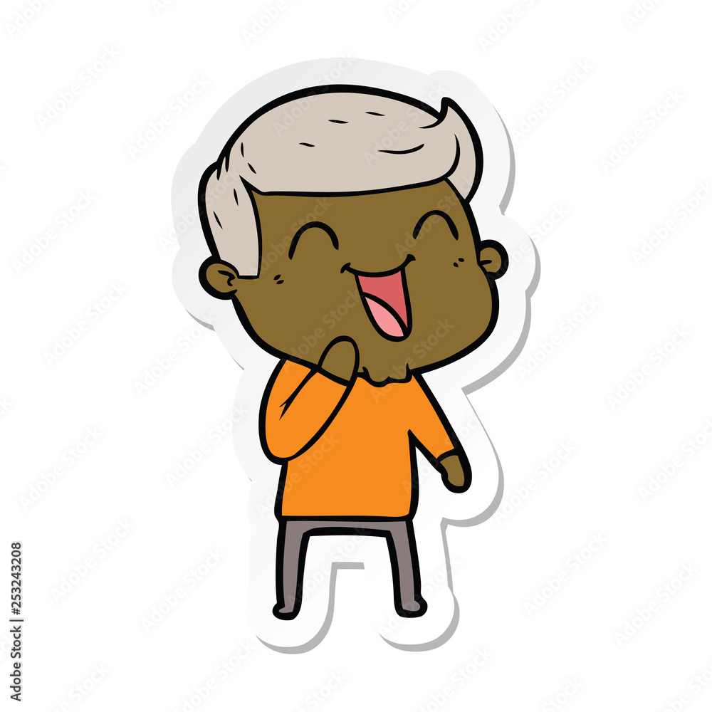 sticker of a cartoon man laughing sticker of a cartoon man laughing