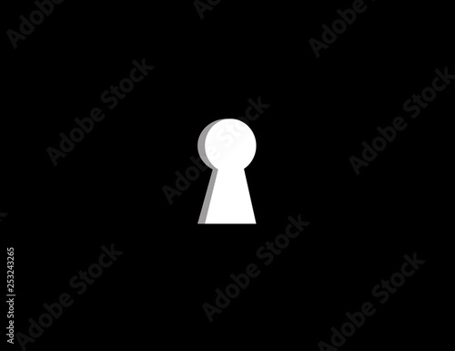 Key hole on black wall.  Silhouette of a keyhole. Vector illustration. 
