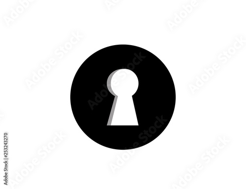Key hole on black wall.  Silhouette of a keyhole. Vector illustration. 