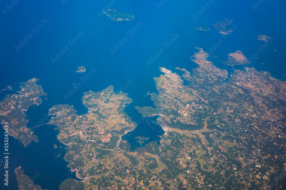 Obraz premium Aerial view of Saga Prefecture with Kabe Island