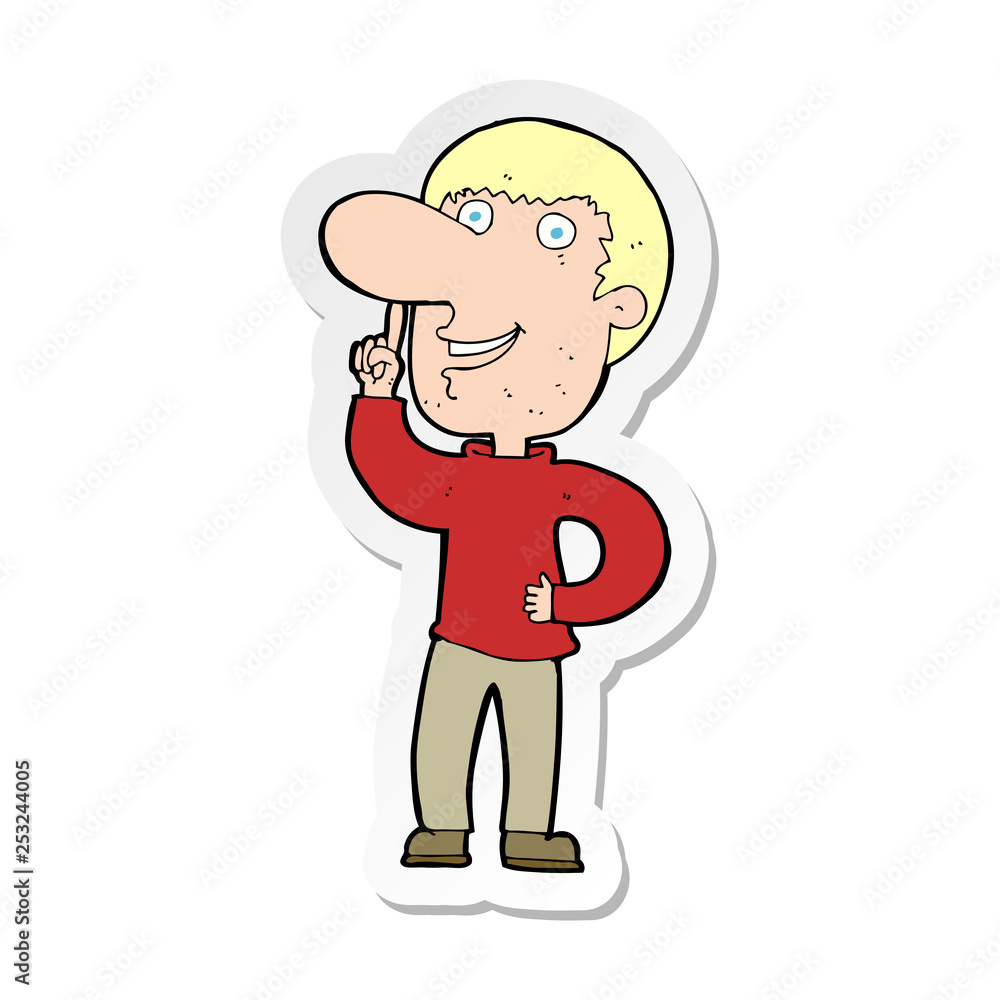 sticker of a cartoon man with idea sticker of a cartoon man with idea