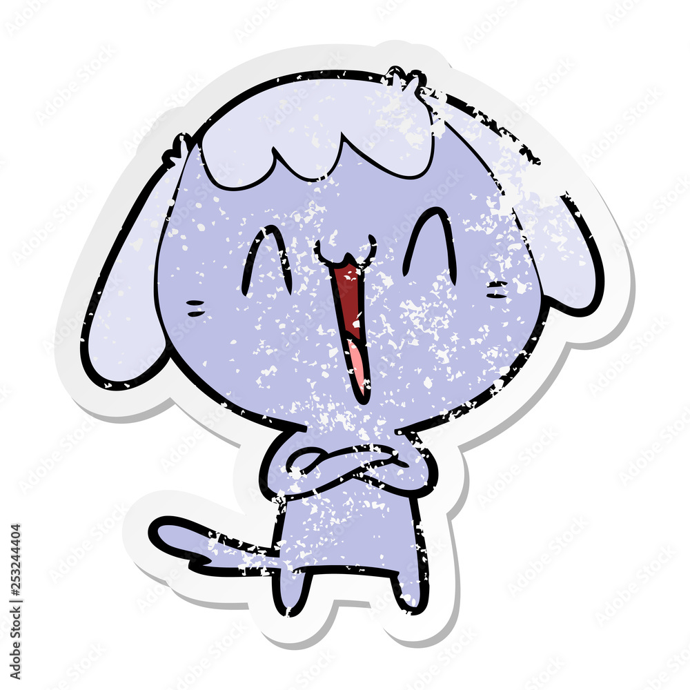 Obraz premium distressed sticker of a cute cartoon dog