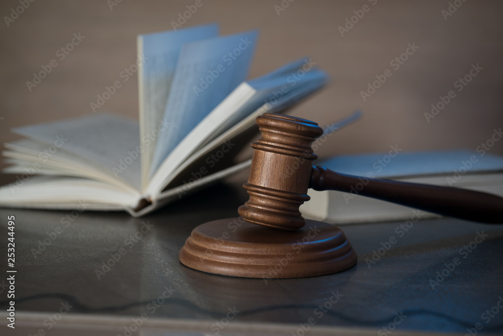Judge's gavel gavel and law book