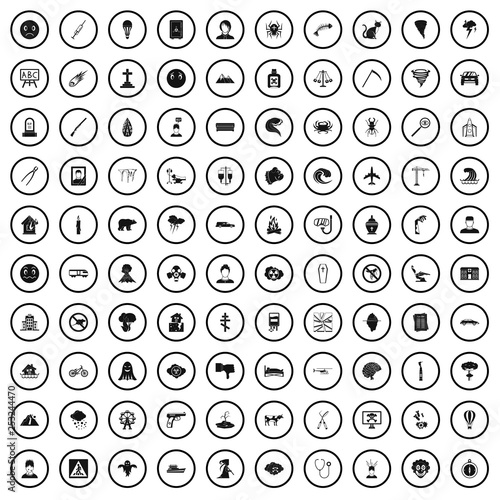 100 phobias icons set in simple style for any design vector illustration