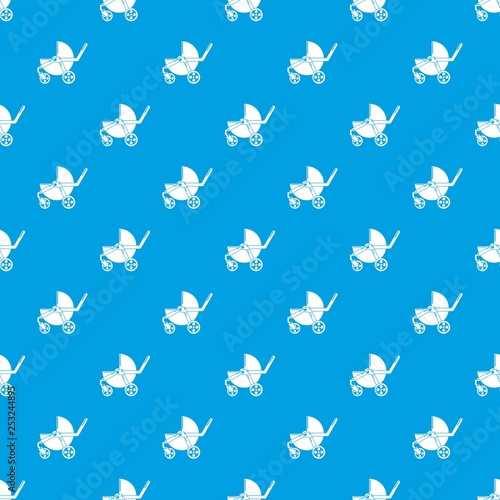Baby carriage modern pattern vector seamless blue repeat for any use