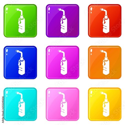 Avto welding torch icons set 9 color collection isolated on white for any design