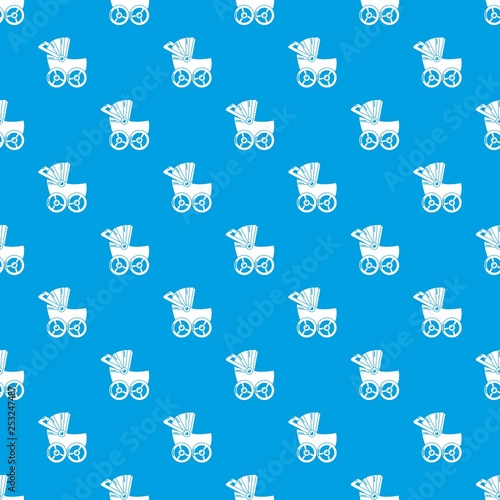 Baby carriage big pattern vector seamless blue repeat for any use