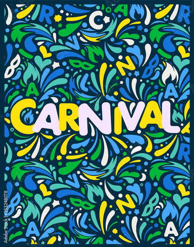 Green yellow blue vertical abstract banner. Horizontal carnaval design template with lettering logo