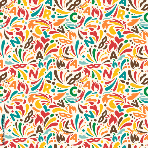 Colorful abstract seamless pattern. Brazilian carnaval design template