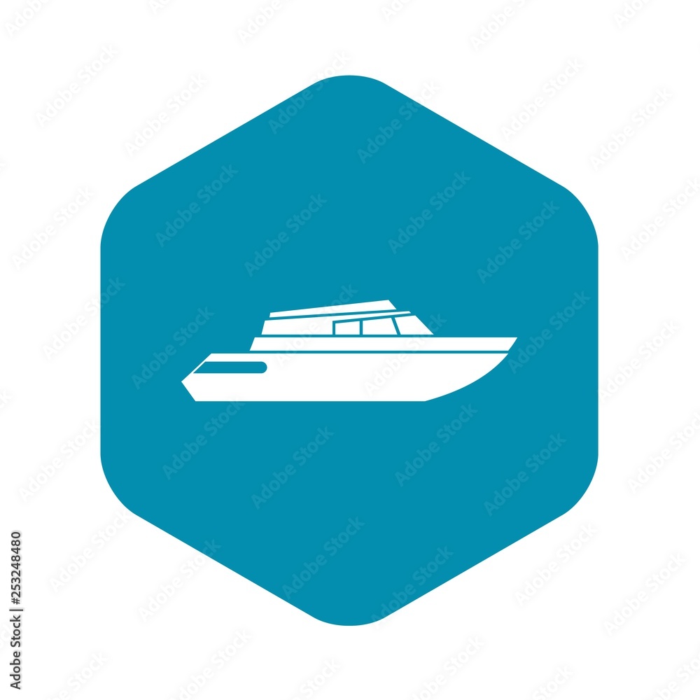 Planing powerboat icon in simple style isolated on white background. Sea transport symbol Planing powerboat icon in simple style isolated on white background. Sea transport symbol