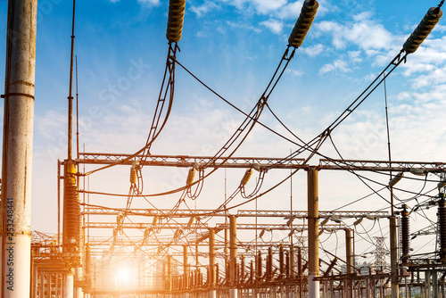 High Voltage electric substation with transformers