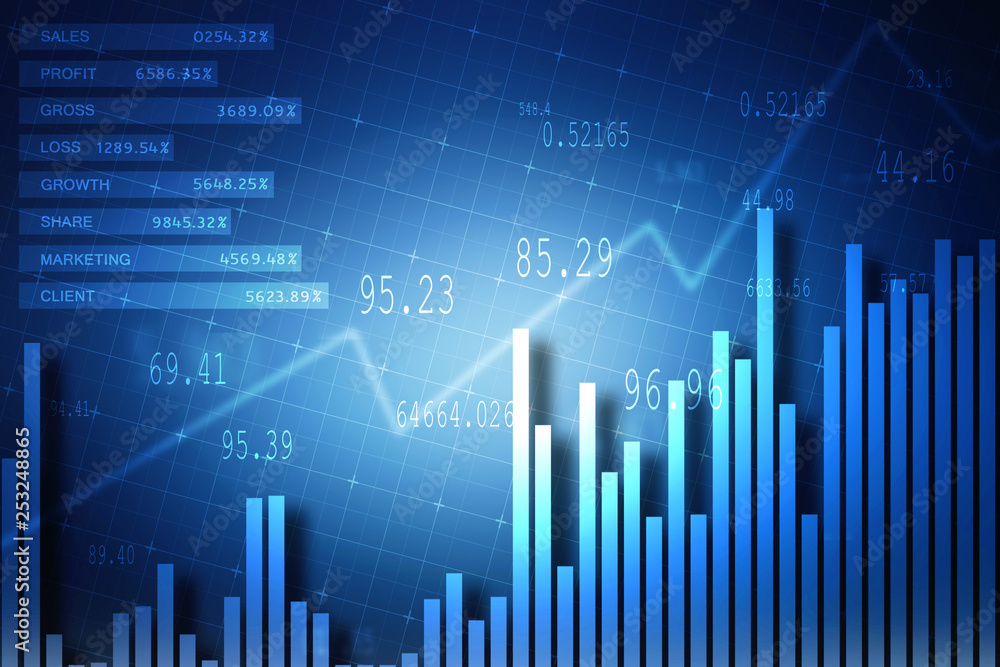 2d rendering Stock market online business concept. business Graph 2d rendering Stock market online business concept. business Graph
