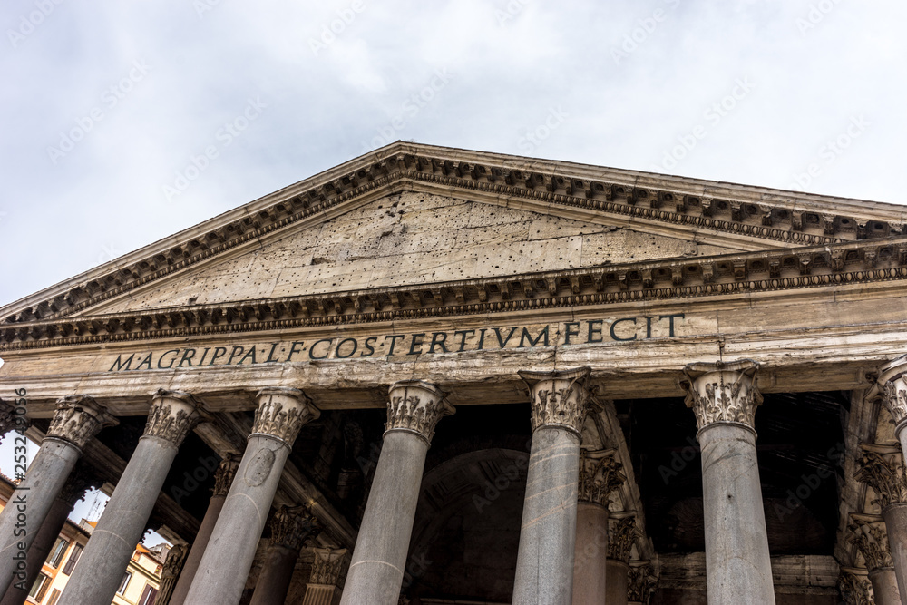 Italy, Rome, Roman Forum, Pantheon, Rome, a large stone building with Pantheon, Rome in the background