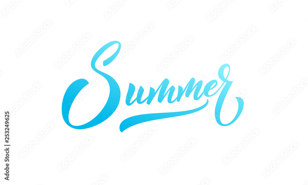 Summer. Summer lettering calligraphy overlay design. Modern colorful Summer label. Summer. Summer lettering calligraphy overlay design. Modern colorful Summer label.