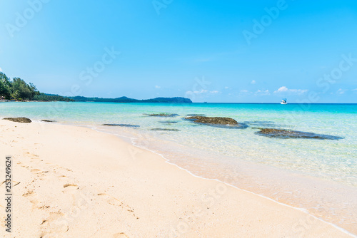 tropical beach and sea with blue sky  summer vacation concept 