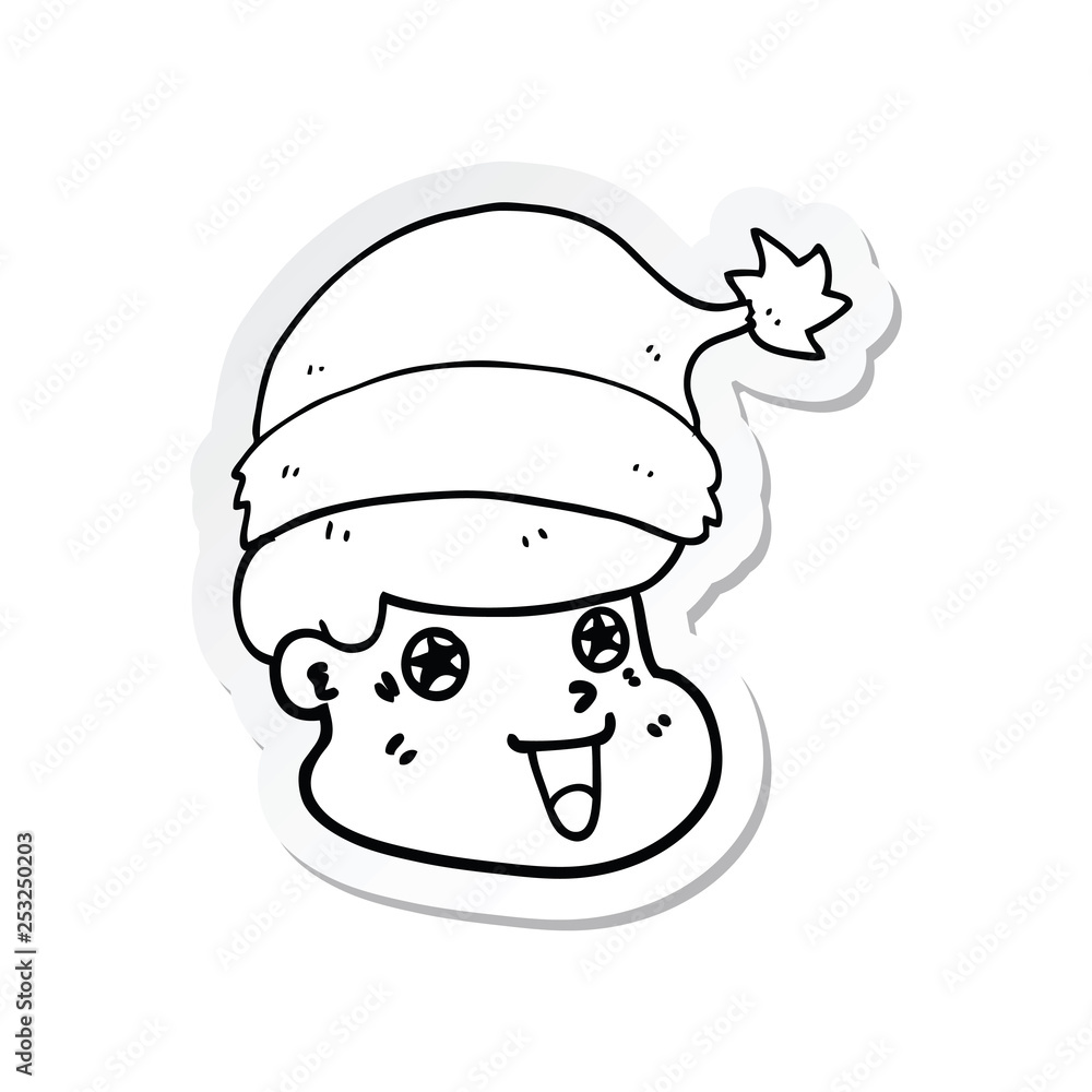 sticker of a cartoon man wearing christmas hat sticker of a cartoon man wearing christmas hat