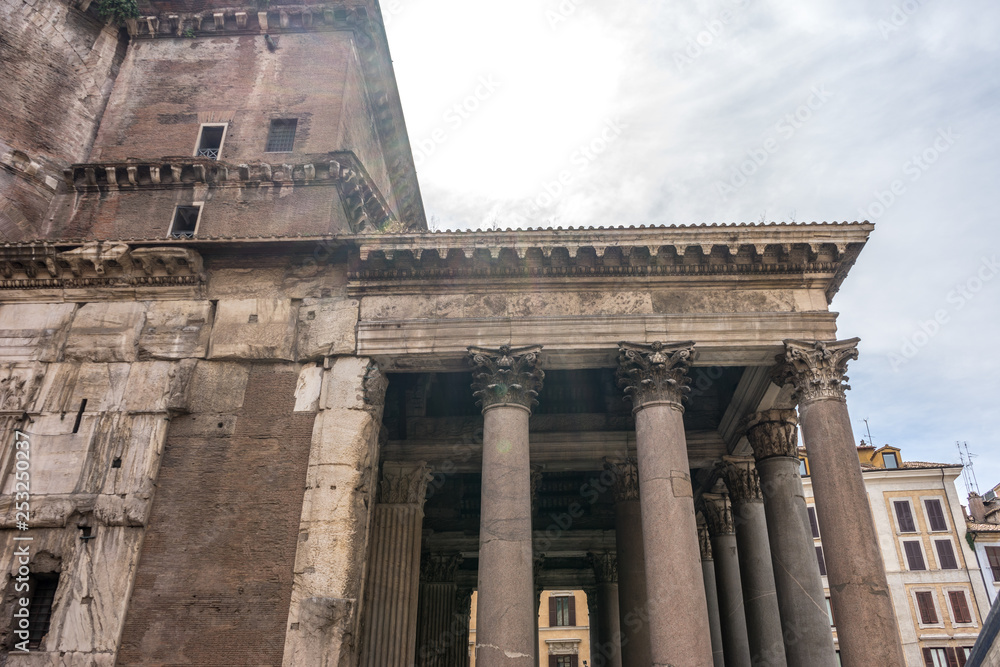 Fototapeta premium Tourists visit the Pantheon, Roman Pantheon is one of the best-known sights of Rome