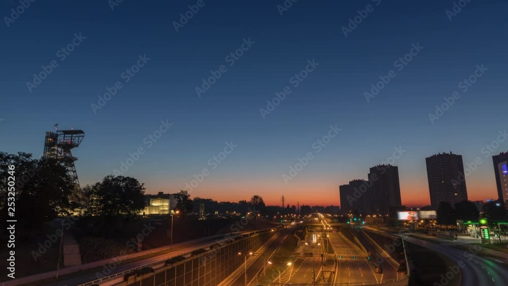 City highway by morning blue hour (time lapse total shot) City highway by morning blue hour (time lapse total shot)