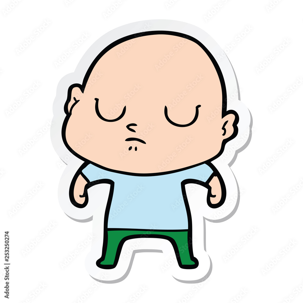 sticker of a cartoon bald man