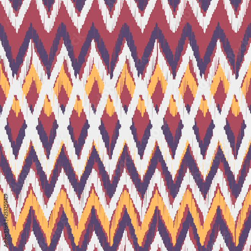 Abstract Ikat and boho style handcraft fabric pattern. Traditional Ethnic design for clothing and textile background, carpet or wallpaper