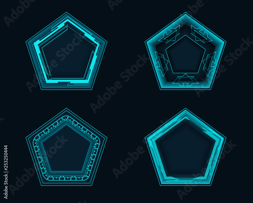 Quadro su tela Pentagonal elements for the hud interface.