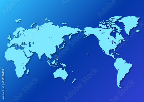 青色の背景グラデーションと水色の世界地図
