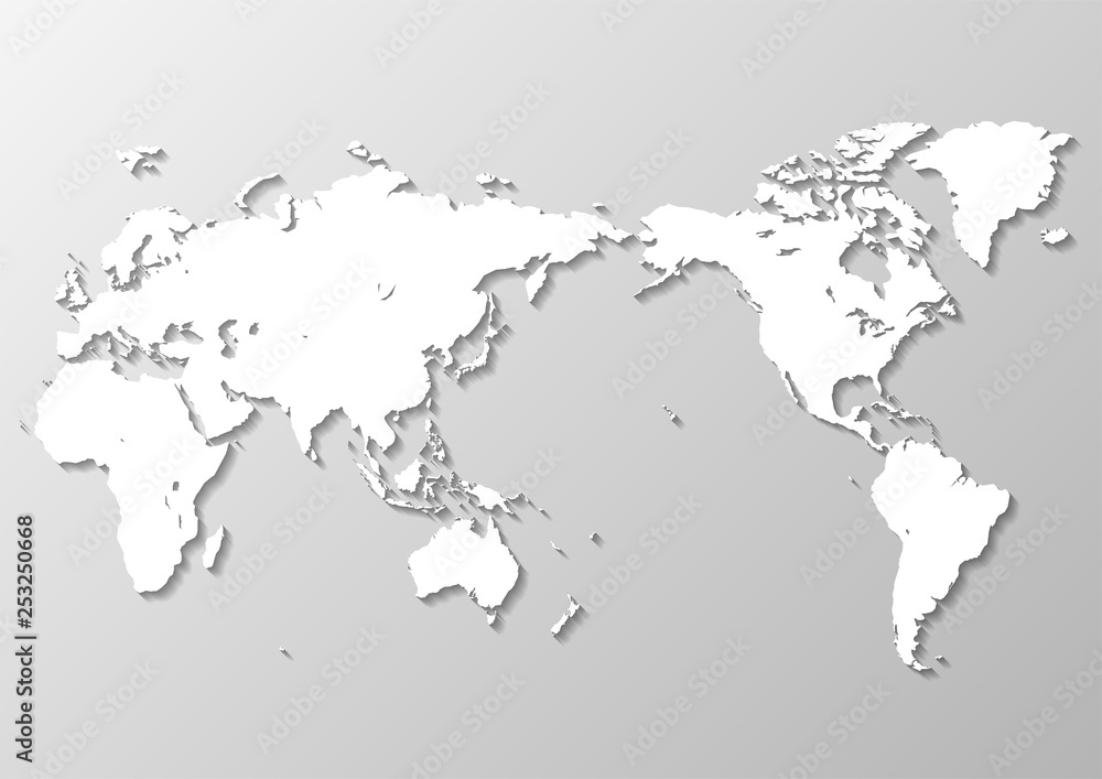グレーの背景グラデーションと白い世界地図
